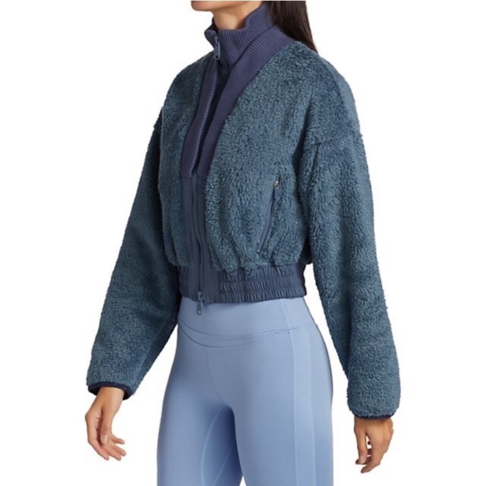 NEW Free People Movement Gear Up Fleece Sherpa Jacket Zip Front Large Blue - Picture 4 of 10